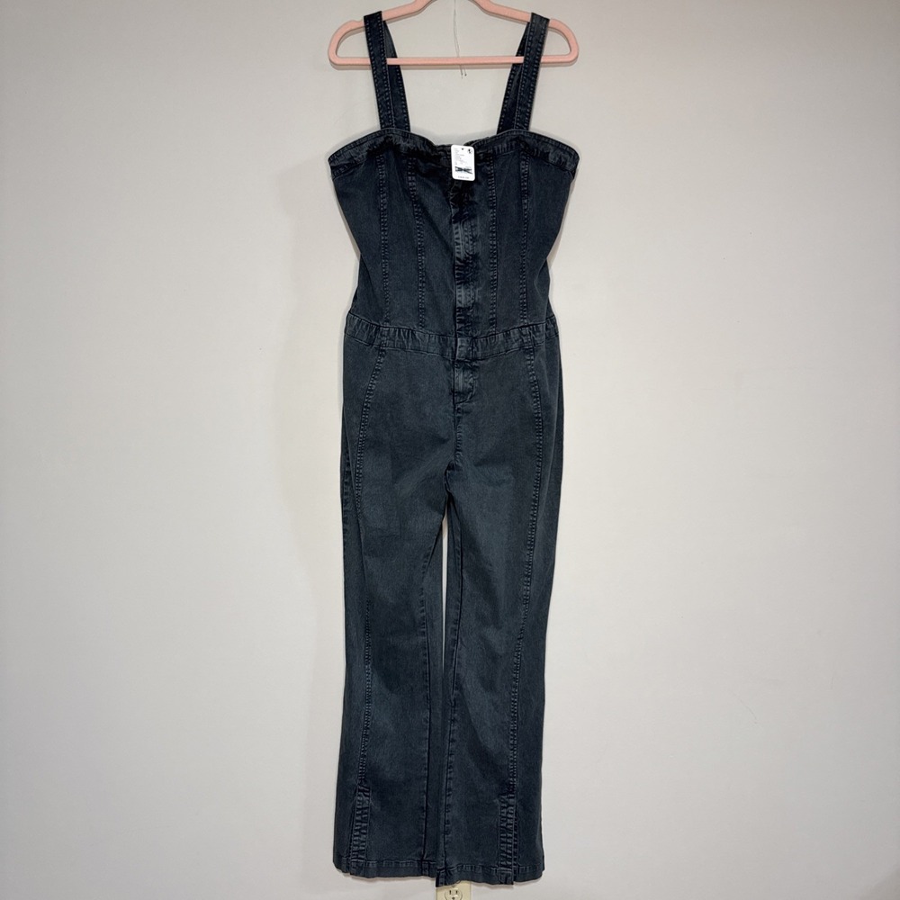 Free People Women's Lucky Day One-Piece Zip Down Jumpsuit In Magic Forest Sz 14